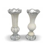 Pair of Decorative Vases with Mosaic Tile and Beaded Accents