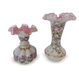 (2) Fenton Charleton Collection Hand Painted Vases