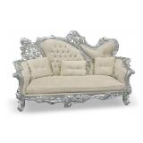 Ornate Silver and Cream Rococo Style Settee Sofa