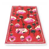 Quetta Carpet Area Rug with Poppy Field Theme
