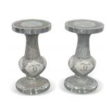 Pair of Mirrored and Glitter Finish Accent Pedestals