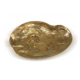 1920s Bradley & Hubbard Art Nouveau Bronze Tray with Bas Relief of Gentleman Smoking a Long Pipe
