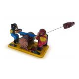Yone Made in Japan Mechanical Tin Toy - Monkey Sawing Wood