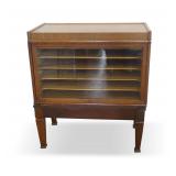 Oak Wooden Display Cabinet with Glass Front and Shelving