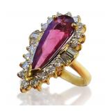 18K Yellow Gold, Rubellite, and Diamonds Size 8 Ring... $11,950 Appraisal Replacement Value.