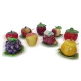 (9) Fruit-Form Ceramic Jam and Condiment Jars Including Lefton