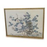 Original Watercolor on Silk... Peony and Rock Motif