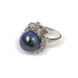 Elegant 18K White Gold, Pearl, and Multi Diamond Ring... $6,950 Appraisal Replacement Value.
