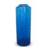 Blenko 7051 Joel Myers Blue Swirl Optic Architectural Floor Vase
