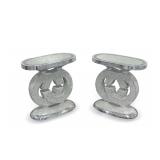 Pair of Mirrored Mosaic Accent Tables