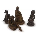 (4) Solid Brass Figurines