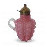 EAPG Cased Glass Guttate Pink Puffy Syrup Pitcher