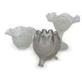 (3) Satin Glass Pieces