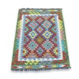Multi-Colored Geometric Pattern Flat-Weave Kilim