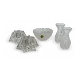 Crystal Group with Waterford Candy Dish, Pair of Bud Vases, and Pair of Candle Holders