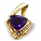 14K Yellow Gold, Amethyst, and Diamond Melee Pendant..$3450 Appraisal Replacement Value