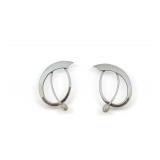 Pair of Sterling Silver and Pearl Ed Levin Modernist Earrings