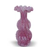 Cranberry Swirl Blown Glass Vase