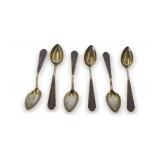 Set of  (6) Russian 875 Sterling Silver Spoons with Enameled Handles