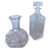 Cut Crystal Decanter and Vase