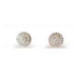 Pair of 14K Gold and Diamond Pierced Earrings