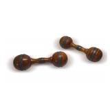 Pair of Antique Hand Turned Wooden Dumbbells