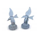 Pair of 1930s Cambridge Clear Crystal Seagull Flower Frogs
