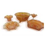 (5) Pieces of Marigold Carnival Glass... Fenton, Imperial, and Dugan