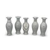 (5) Silver Mosaic and Faux Crystal Decorative Vases