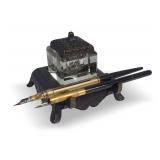 Antique Inkwell with (2) Dip Pens