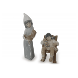 (2) Lladro Porcelain Figurines - "Nap Time" and "Girl Holding Rooster"