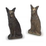Pair of 1920s Cast Metal German Shepherd Bookends