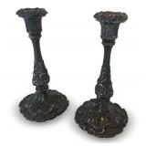 Pair of Baroque Style Quadruple Plate Candle Holders