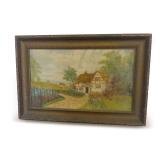 W.F. Voigt 1934 Oil on Canvas Painting of Country Home