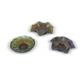 (3) Iridescent Carnival Glass Bowls