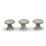 (3) Decorative Stools with Upholstered Seats and Carved Bases... seats are not attached to bases