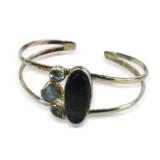 Sterling Silver Gemstone Cuff Bracelet