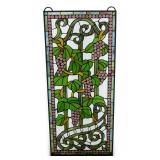Contemporary Leaded Glass Window Panel with Grape Vine Design