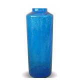 Cylindrical Cobalt Blue Glass Floor Vase