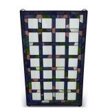 Contemporary Stained Glass Window Panel in a Grid Design