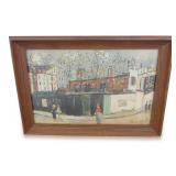 Utrillo Lithograph "Sur la Route de Village" Parisian Street Scene