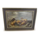 19th Century Pastoral Oil Painting of Sheep
