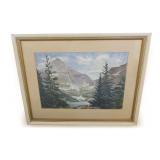 Mountain Landscape Watercolor on Paper by Wisconsin Artist Anton (Tony) Maier