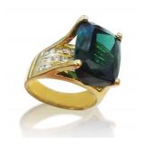 18K Yellow Gold Green Tourmaline and Multi Diamond Ring... $16,950 Appraisal Replacement Value.