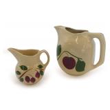 Watt Pottery Ice Lip Pitcher and Watt Creamer