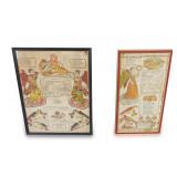 (2) Early 19th Century Pennsylvania German Fraktur Certificates