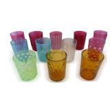 (12) Various Patterned Victorian Art Glass Tumblers