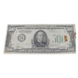 United States Federal Reserve Note Series 1934 A Five Hundred Dollar Bill