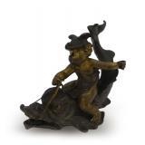 Bronze Sculpture of Cupid Riding a Dolphin