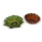 (2) Antique Fenton Art Glass Bowls in Captive Rose Pattern